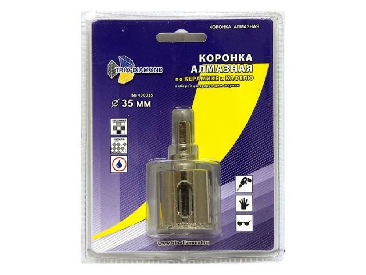 Коронка алмазная d 35 мм. по керамике и кафелю TRIO-DIAMOND 400035