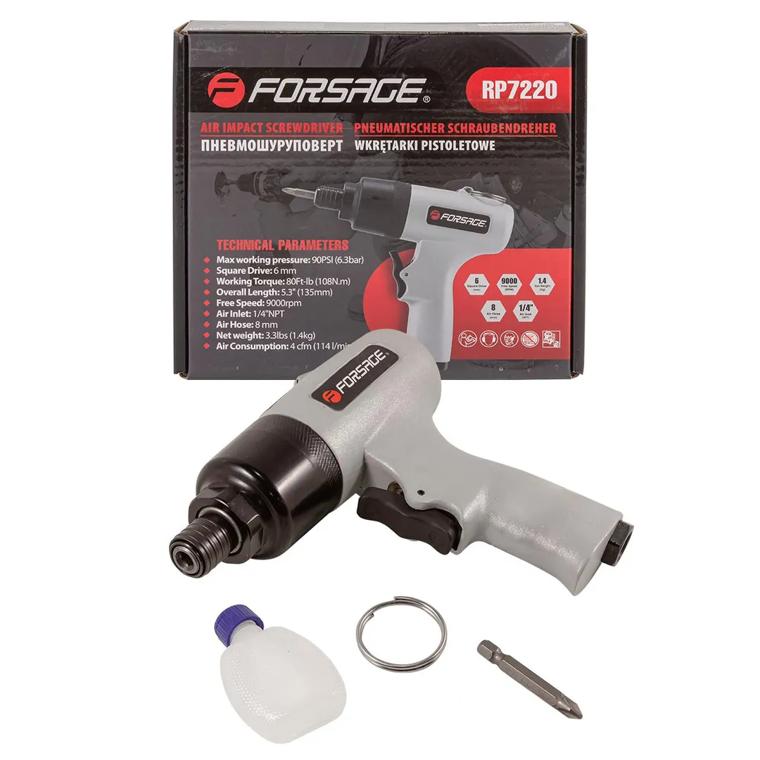 Пневмошуруповерт угловой 1/4''(108Нм, 9000об/мин) Forsage F-RP7220