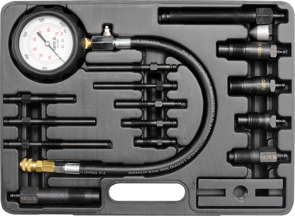 Компрессометр, набор для измерения компрессии дизельного двигателя (16пр) YATO YT-7307...YATO 128832