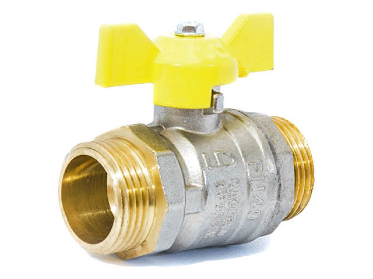 Кран шаровый 1/2" стандарт наружная-наружная резьба бабочка (ГАЗ) PN 40 LD LD47.354.15