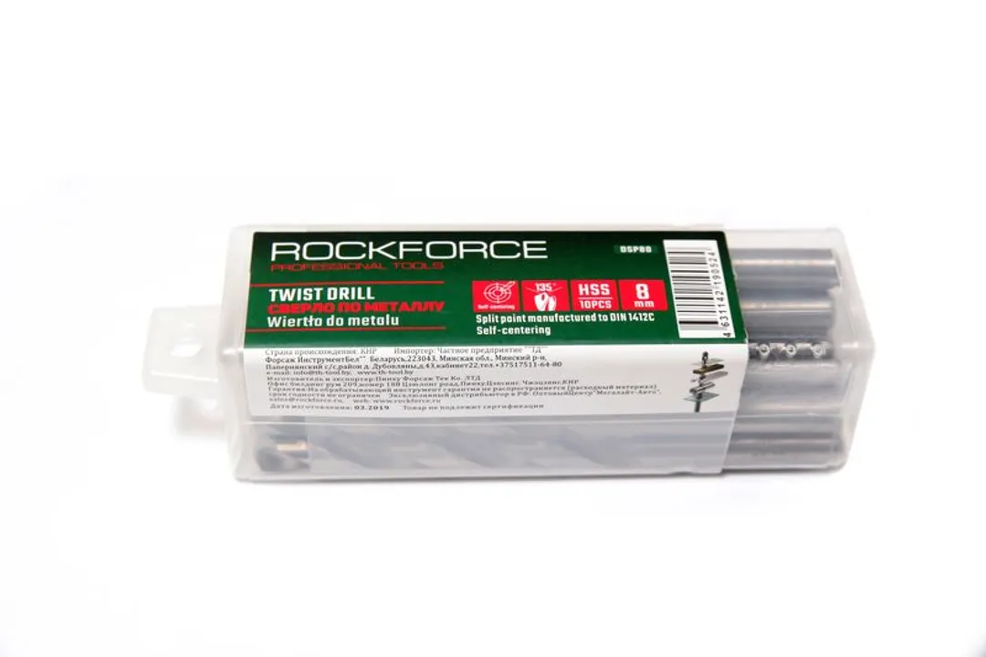 Сверло по металлу 3.5 мм. HSS(10шт), в пластиковом футляре Rock FORCE RF-DSP35