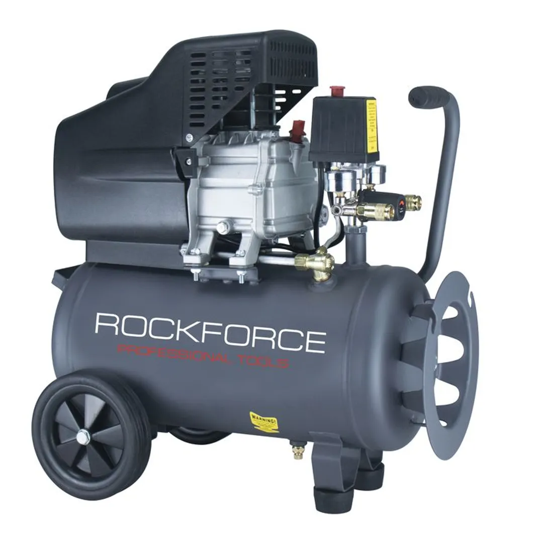 Компрессор поршневой масляный с прямым приводом+шланг 8х12ммх10м (220В,1.8кВт, 2850об/мин,ресивер 24л, 10бар, 250л/м,97дБ) RockFORCE RF-20/24Iмасляный