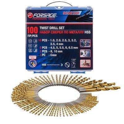 Сверла по металлу, набор 100пр. 1-10мм Forsage F-924U100
