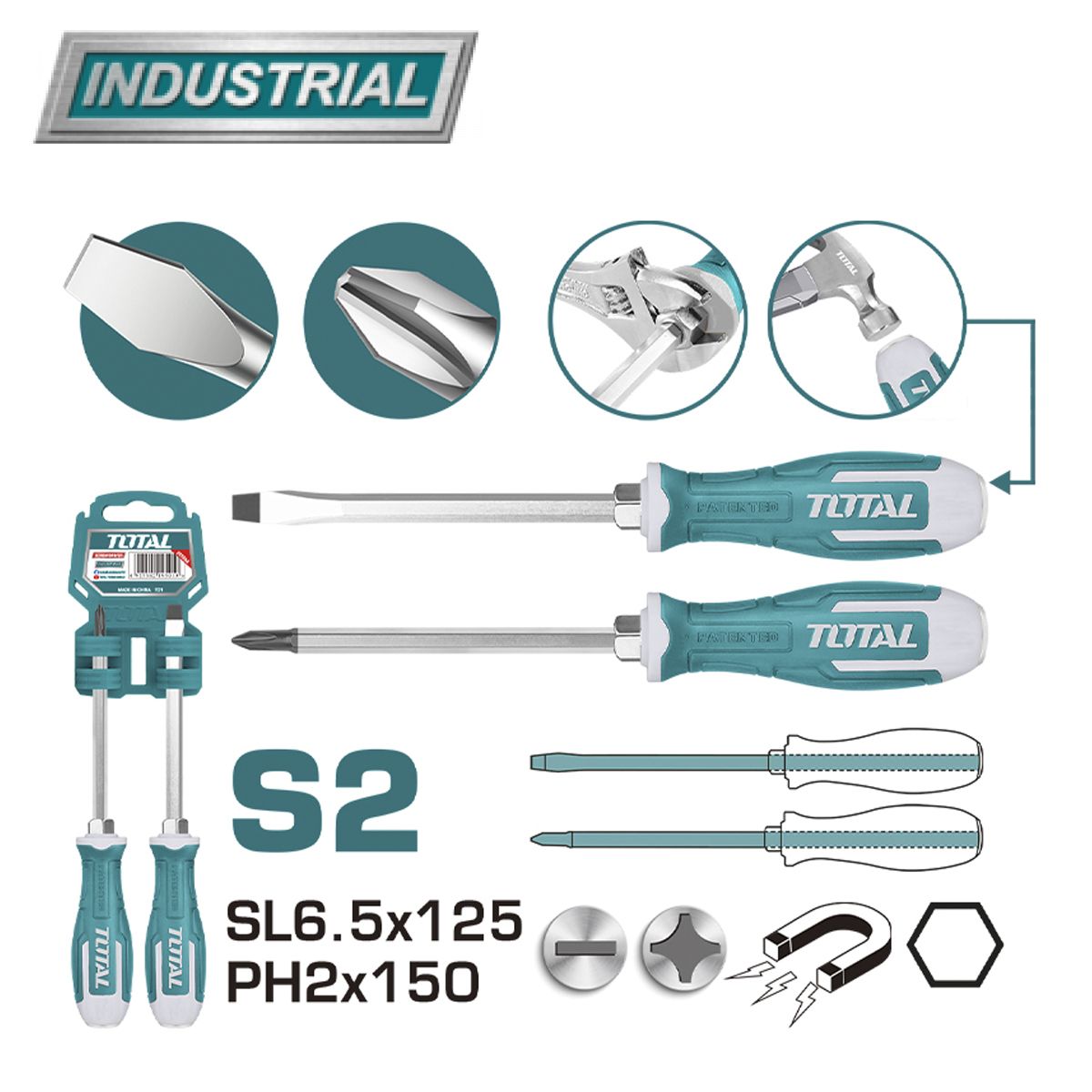 Набор ударных отверток   (2 шт)TOTAL THGSS2206