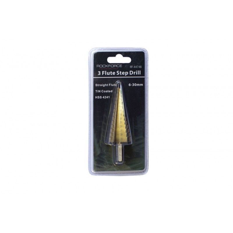 Сверло ступенчатое TIN HSS 4241 (6-30 мм)  Rock FORCE RF-44746