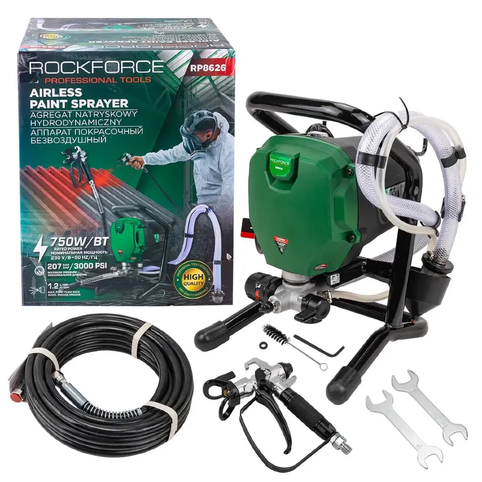 Аппарат покрасочный безвоздушный (230В, 750Вт, макс.расход краски 1.2л/мин) RockFORCE RF-RP8626
