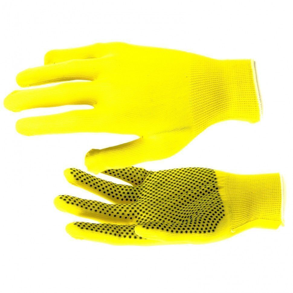 Перчатки из синтетической нити, ПВХ точка, 13 класс, цвет "лимон", L ... 67827