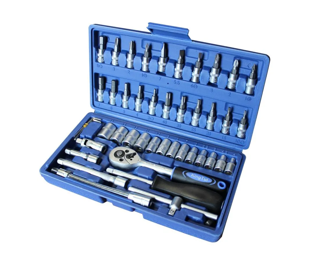 Набор инструментов 1/4", 46пр. (6гр.) профи (4-14мм) в кейсе  ...KINGTUL KT46