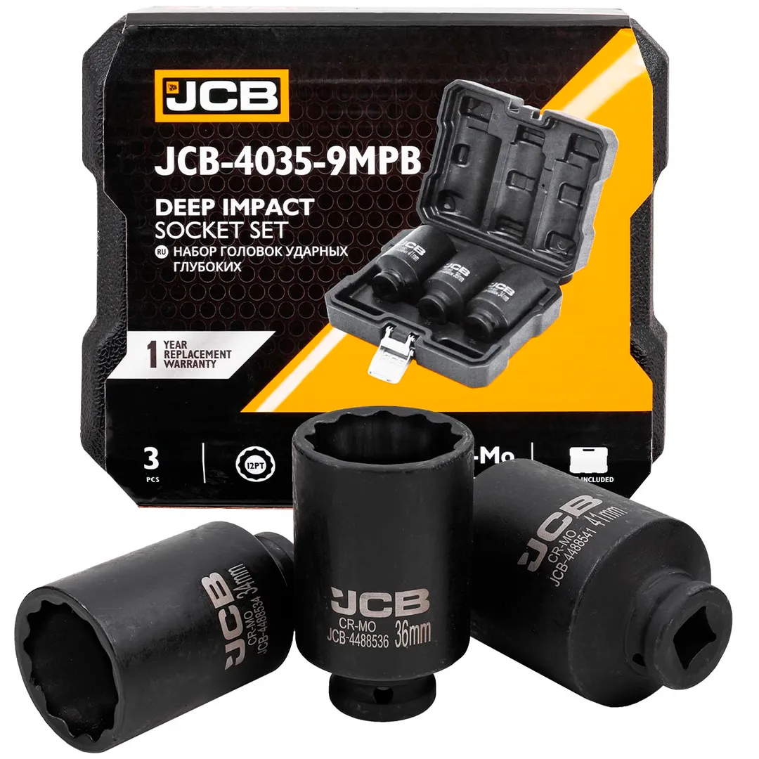 Головки ударные глубокие, набор 3пр., 1/2" (12гр.)  JCB JCB-4035-9MPB