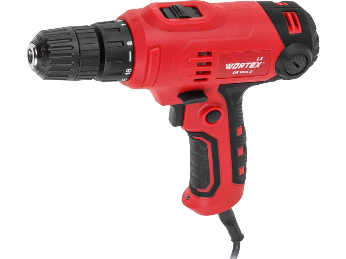 Дрель-шуруповерт WORTEX LX DR 1025 D в кор. 400 Вт, 30 Нм, 2 скор., БЗП 0.8-10 мм, 4 м шнур (400 Вт, 30 Нм, БЗП 0.8-10 мм, 4 м шнур) WORTEX 1335878