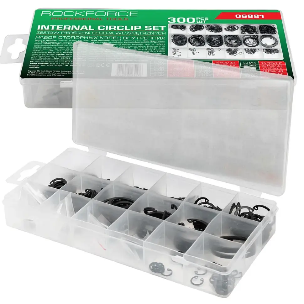 Стопорные кольца внутренние, набор 300пр. RockFORCE RF-06881