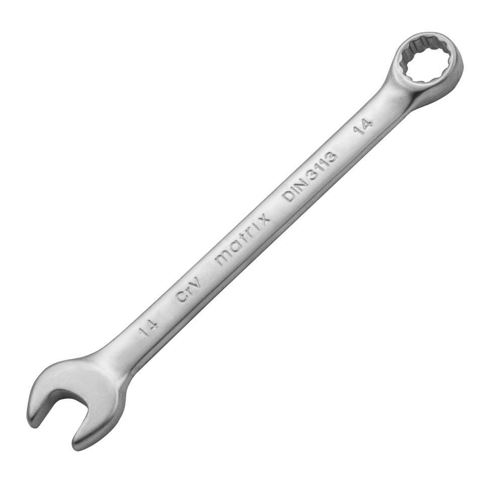 Ключ комбинированный, 14 mm, CrV, матовый хром  Matrix 15110