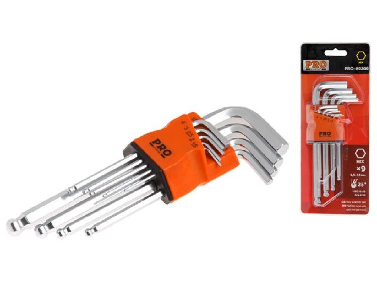 Набор ключей шестигр. 1.5-10мм 9шт длинн. с шар. PRO STARTUL PRO-89209