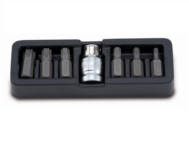 Набор бит TORX, 1/4" + переходник 1/2" 7пр. Toptul GAAT0705