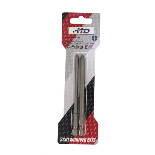 Биты крестообразные PH1+PH2х100мм 1/4" S2 (2шт)   H-D HD-0488