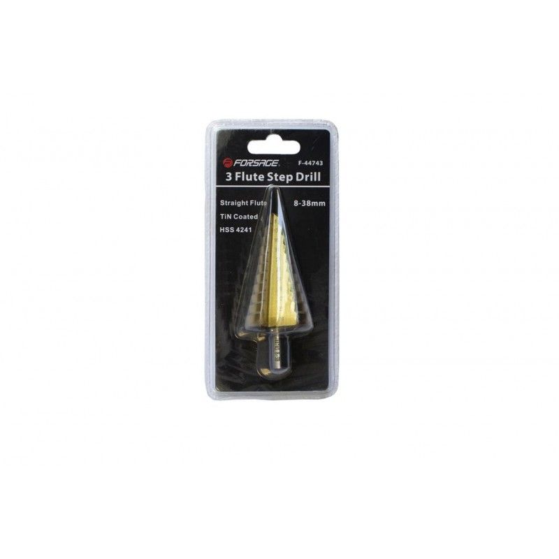 Сверло ступенчатое TIN HSS 4241 (8-38 мм)  Forsage F-44743