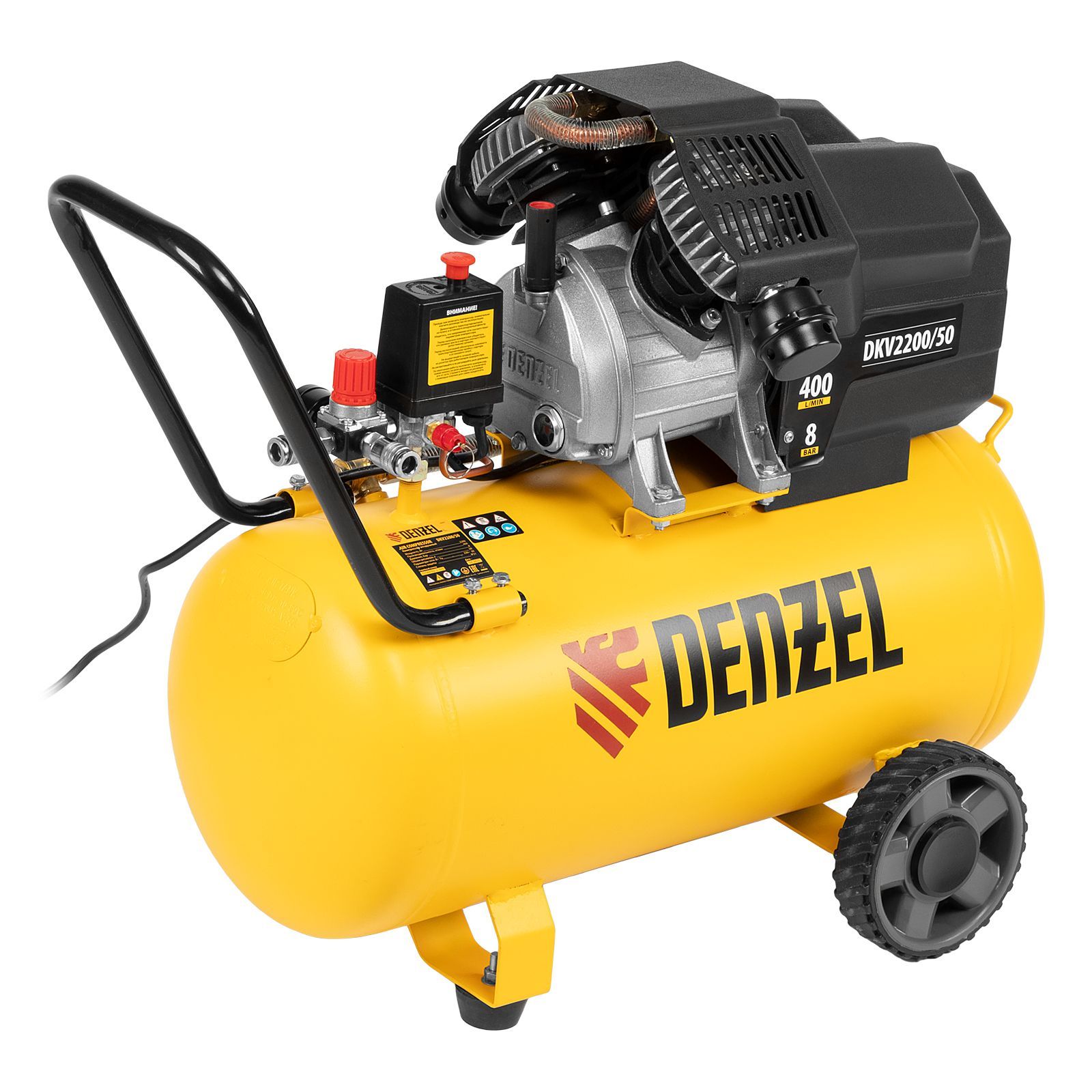 Компрессор воздушный DKV2200/50,Х-PRO,  2,2 кВт, 400 л/мин, 50 л , DENZEL 58083