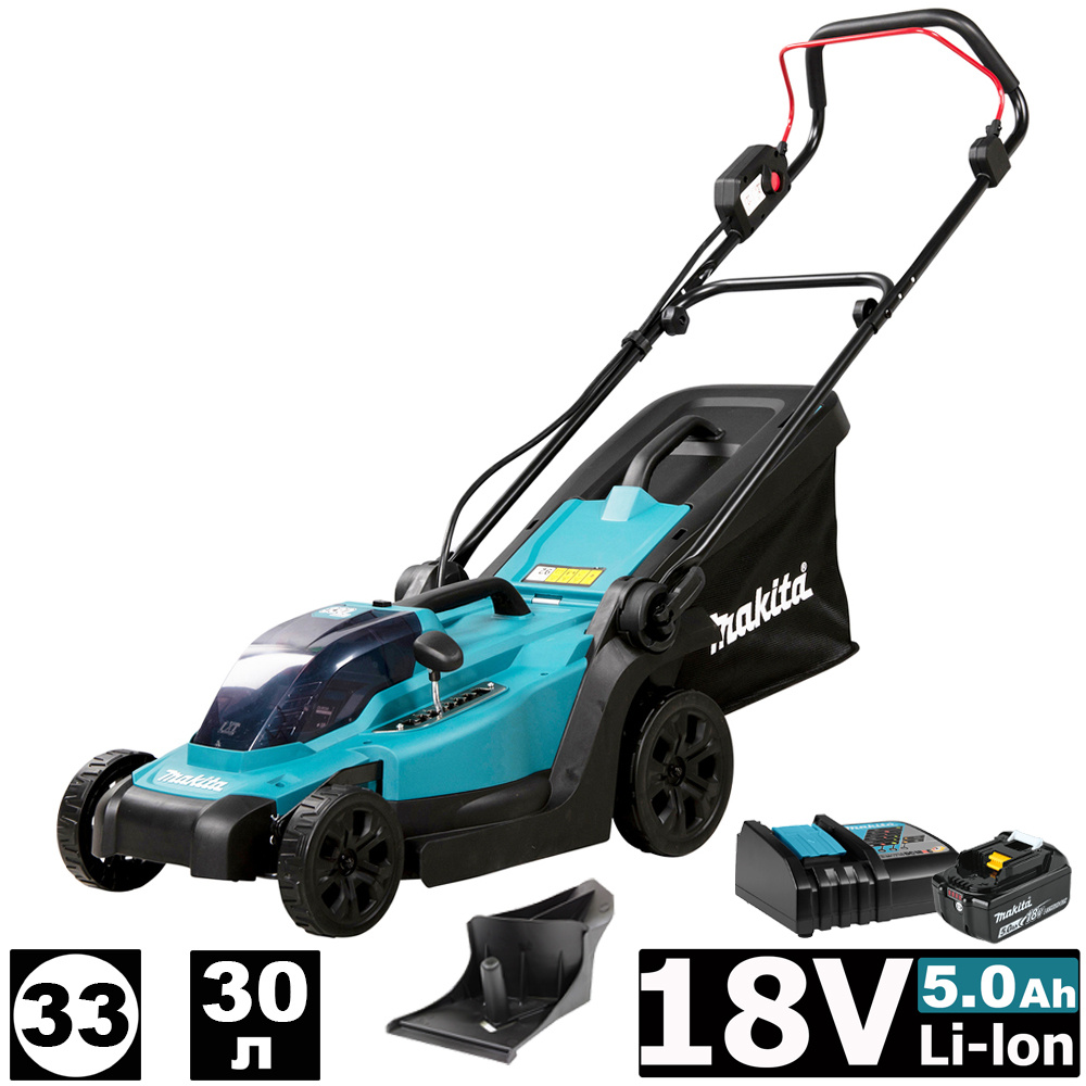 Газонокосилка аккумуляторная (18В/1 АКБ 5.0Aч/DC18RC/33 см)  MAKITA DLM330RT