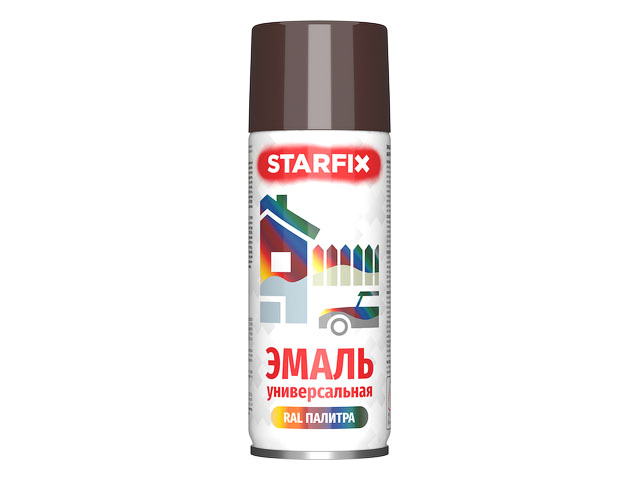 Краска-эмаль аэрозольная универсальная шоколадный  520мл (8017) (Цвет шоколадный)  ...STARFIX SM-102045-1