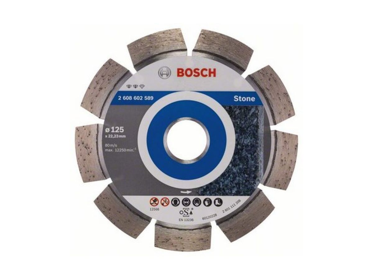 Алмазный круг 125х22,23 мм по камню сегмент. Expert for Stone (сухая резка) BOSCH 2608602589