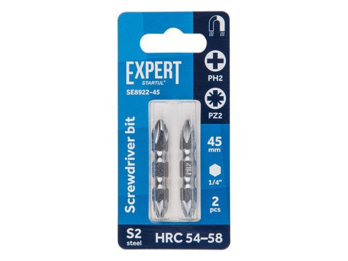 Насадка крестообразная PH2-PZ2 45 мм.  2шт EXPERT STARTUL SE8922-45