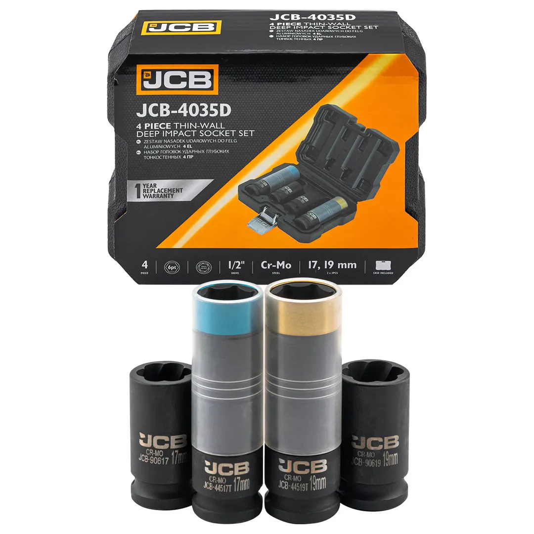 Набор головок 4 пр. 1/2''(6-гр. и сорв.гр.) JCB JCB-4035D