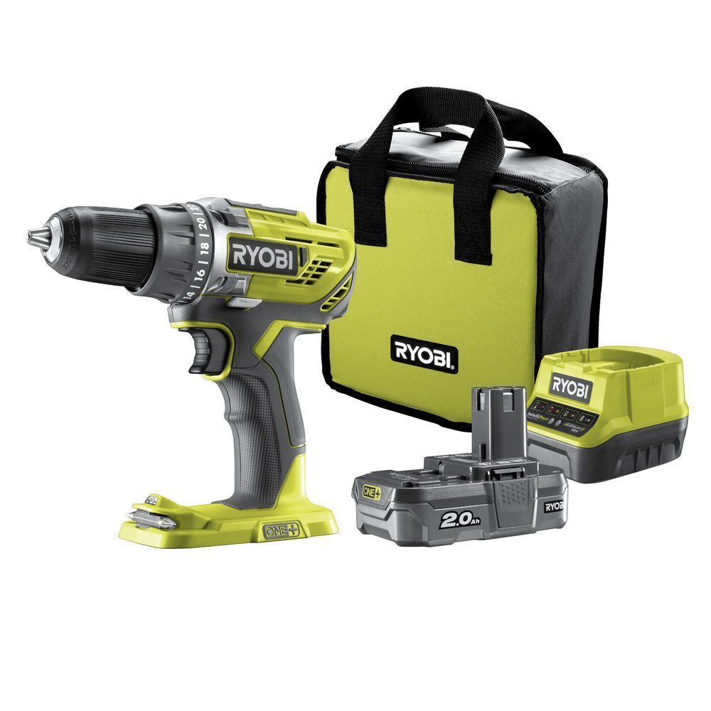 ONE + / Дрель-шуруповерт, 18В, 1 АКБ 2.0 А/ч, RYOBI R18DD3-120SRyobi 5133003347