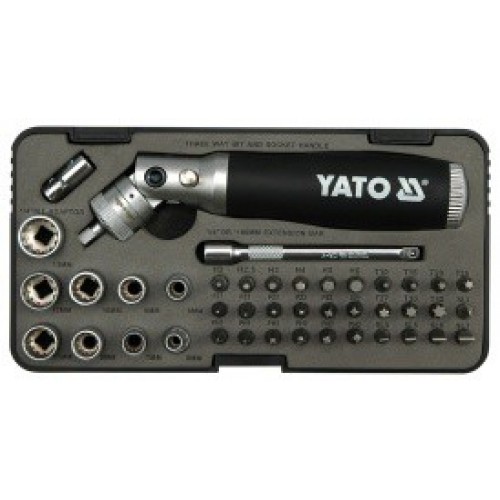 Отвёртка с трещёткой + головки и биты (набор 42пр.) CrV  YATO YT-2806