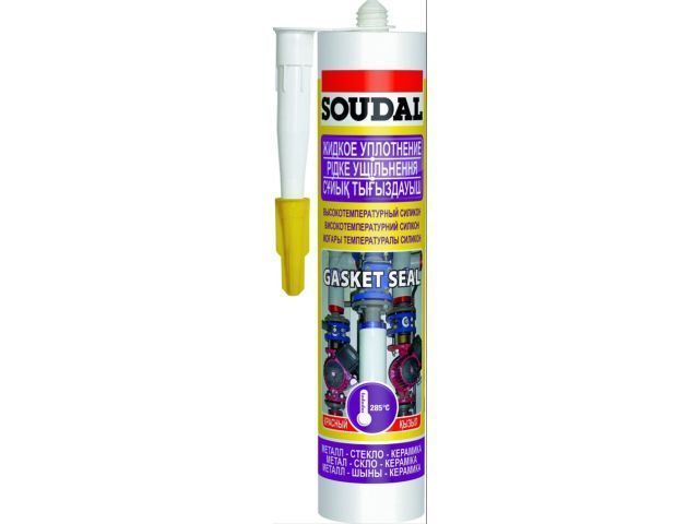 Силикон высокотемпературный Gasket seal ЖИДКОЕ УПЛОТНЕНИЕ красный 280 мл SOUDAL 104240
