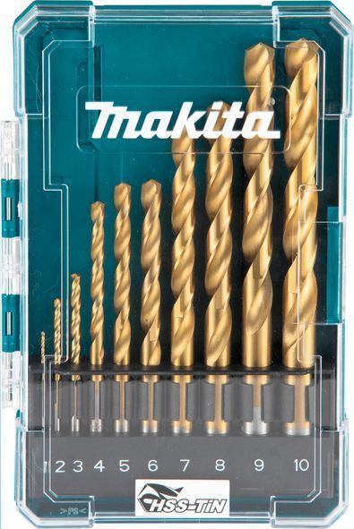 Набор сверл по металлу HSS-TiN Economy 1-10 мм (10 шт) MAKITA D-72849