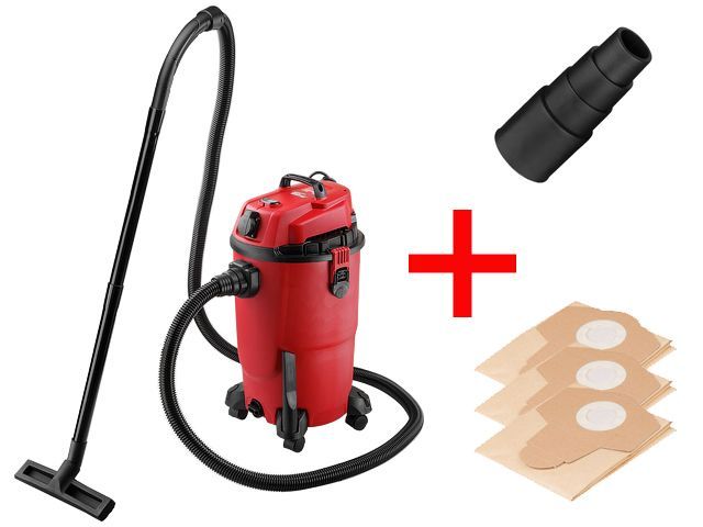 Пылесос 1600Вт, 30л, VC 3016-1 WS +В подарок адаптер и мешки 3шт. WORTEX VC30161WS00021А1