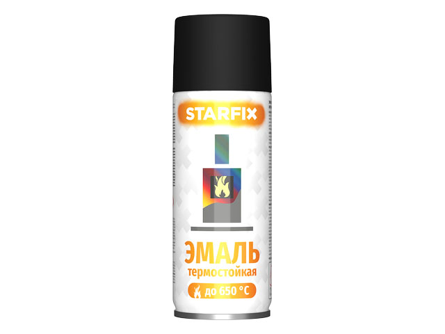 Краска-эмаль аэроз. термостойкая силиконовая черный  520мл  ...STARFIX SM-26804-1