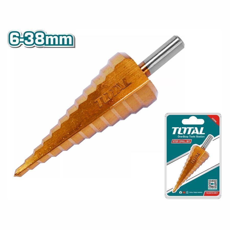 Сверло ступенчатое 6-38mm TOTAL TAC8263801