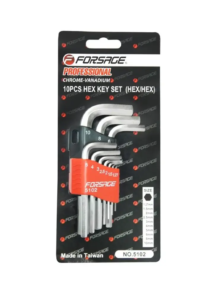 Набор ключей шестигранных 1.27-10мм, 10пр.  Forsage F-5102