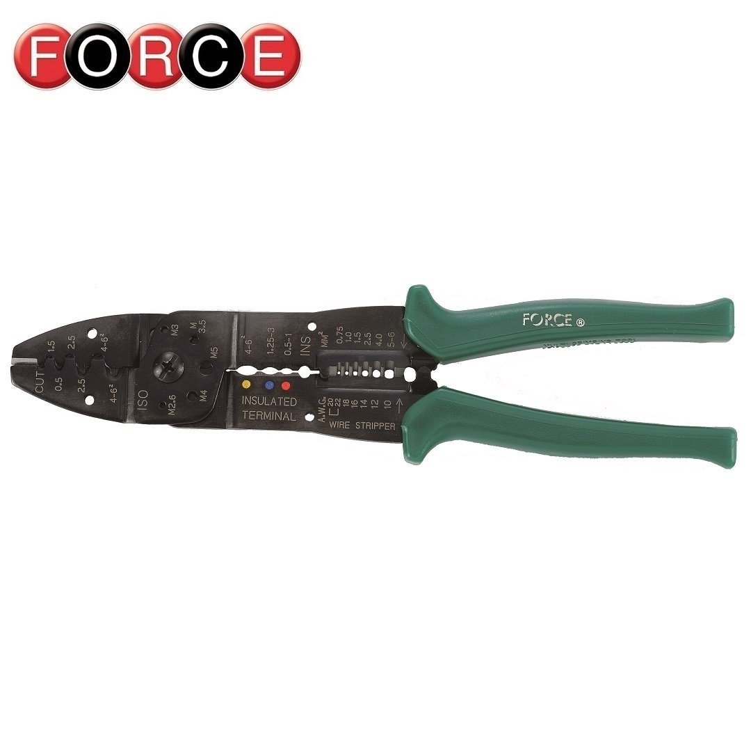 Универсальные зачистные клещи с обжимами контактов L=245 mm Force 6806
