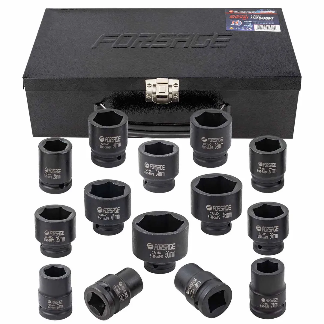 Набор головок ударных 3/4", 6гр, 14пр. (17-50мм) Forsage F-6141-5MPB