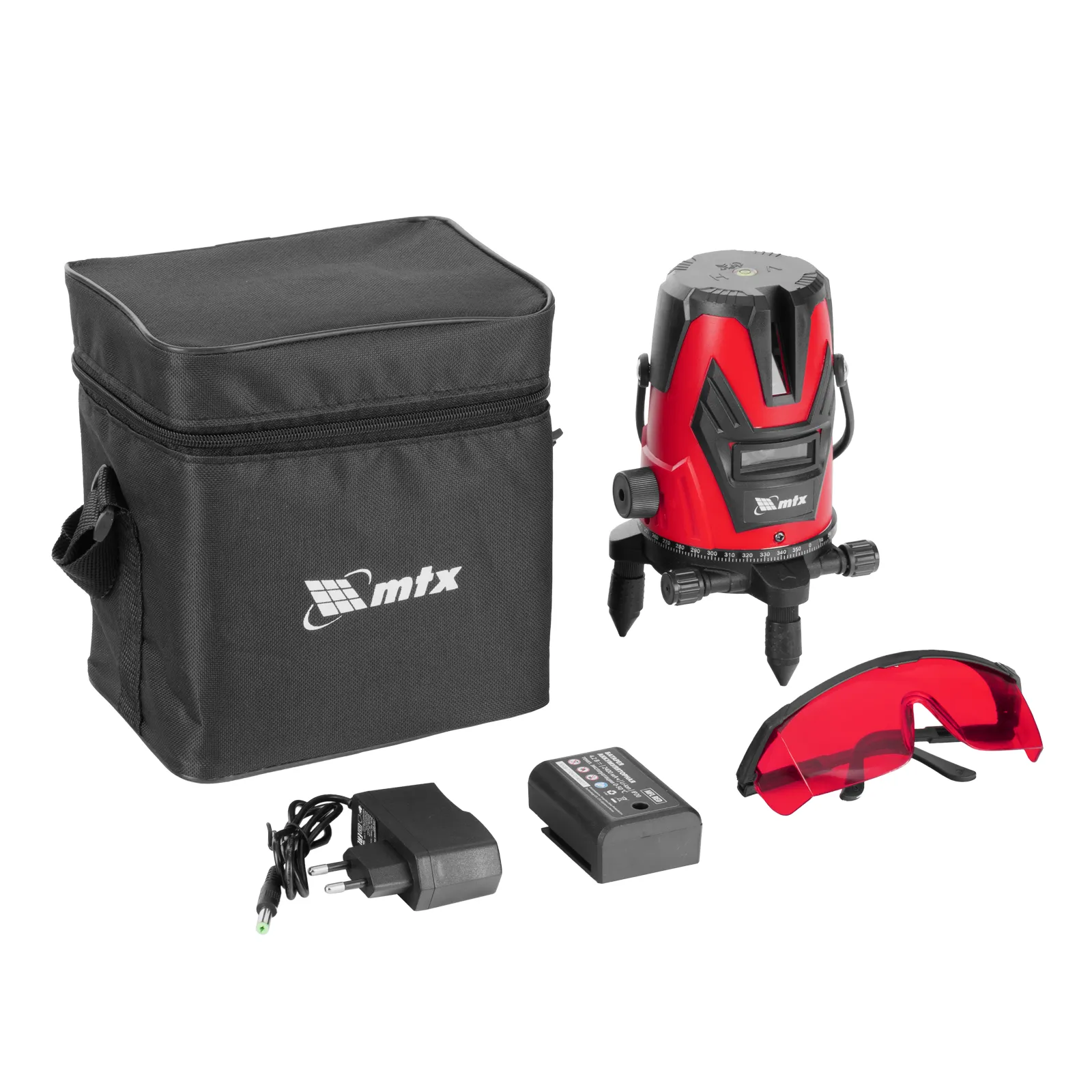 Лазерный уровень MXL RED, 30 м, красный луч, акк. Li 2400 mAh, сумка, резьба 5/8"  MTX 35012