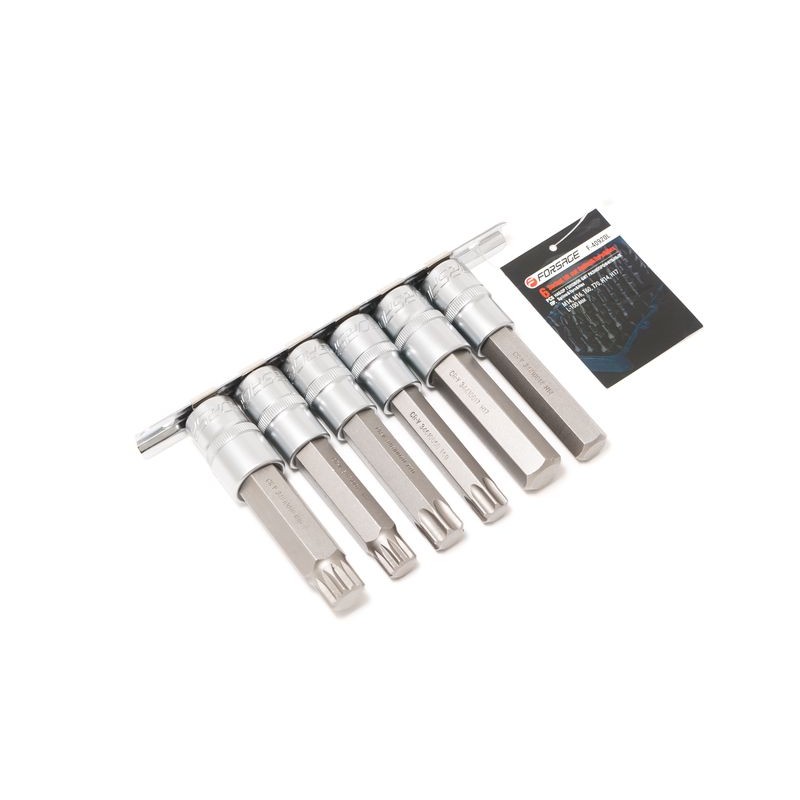 Набор головок-бит Spline, Torx, Hex 1/2", 6 пр. на планке Forsage F-40920L