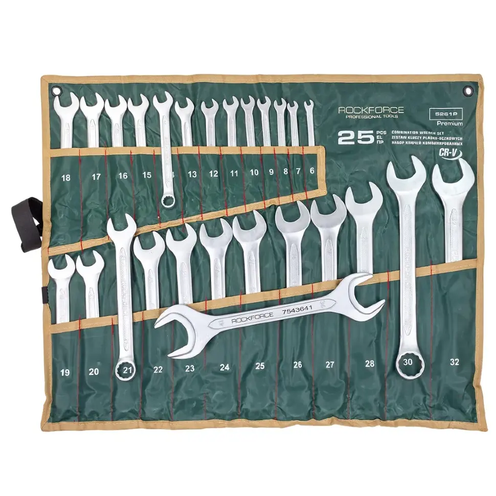 Ключи комбинированные (6-28, 30, 32мм) и ключ рожковый 36х41мм, набор 25+1пр. RockFORCE RF-5261P+1 PREMIUM