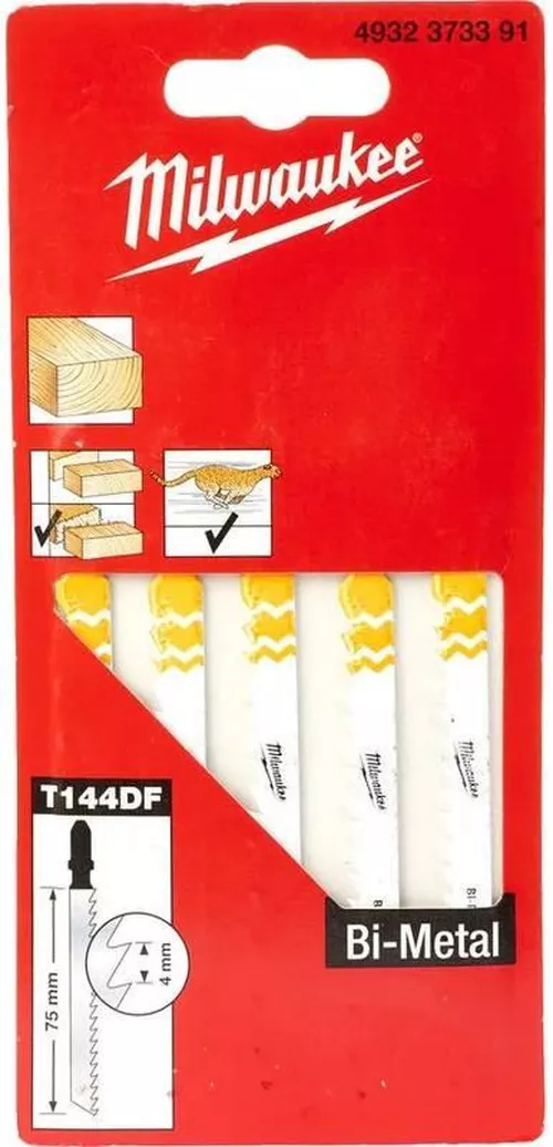 Пилка к лобзику T144DF (5 шт / BIM / 75 мм / дерево) MILWAUKEE Milwaukee 4932373391