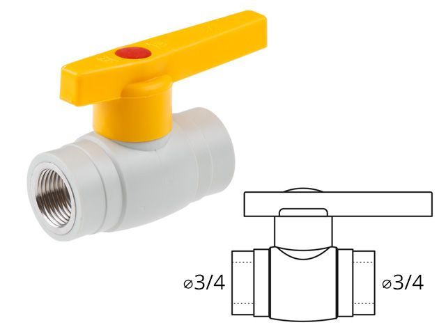 Кран шаровый ПП внутренняя-внутренняя резьба 3/4" ручка AV Engineering AVE1332525