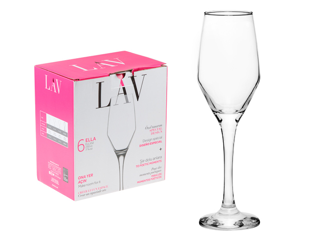 Набор бокалов для шампанского, 6 шт., 230 мл, серия Ella  LAV LV-ELL532F