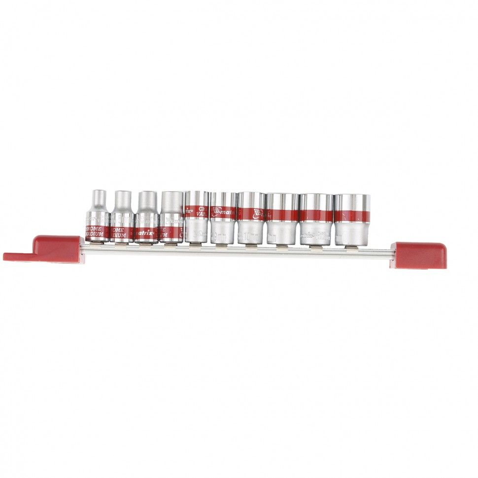 Набор торцевых головок 1/4", 6гр., CrV, 10пр., 4-13мм,  Matrix 13559