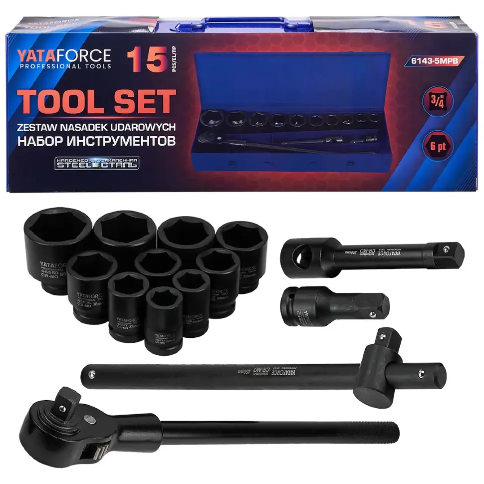 Набор инструментов 15пр. 3/4" (6гр.)  YATAFORCE YF-6143-5MPB