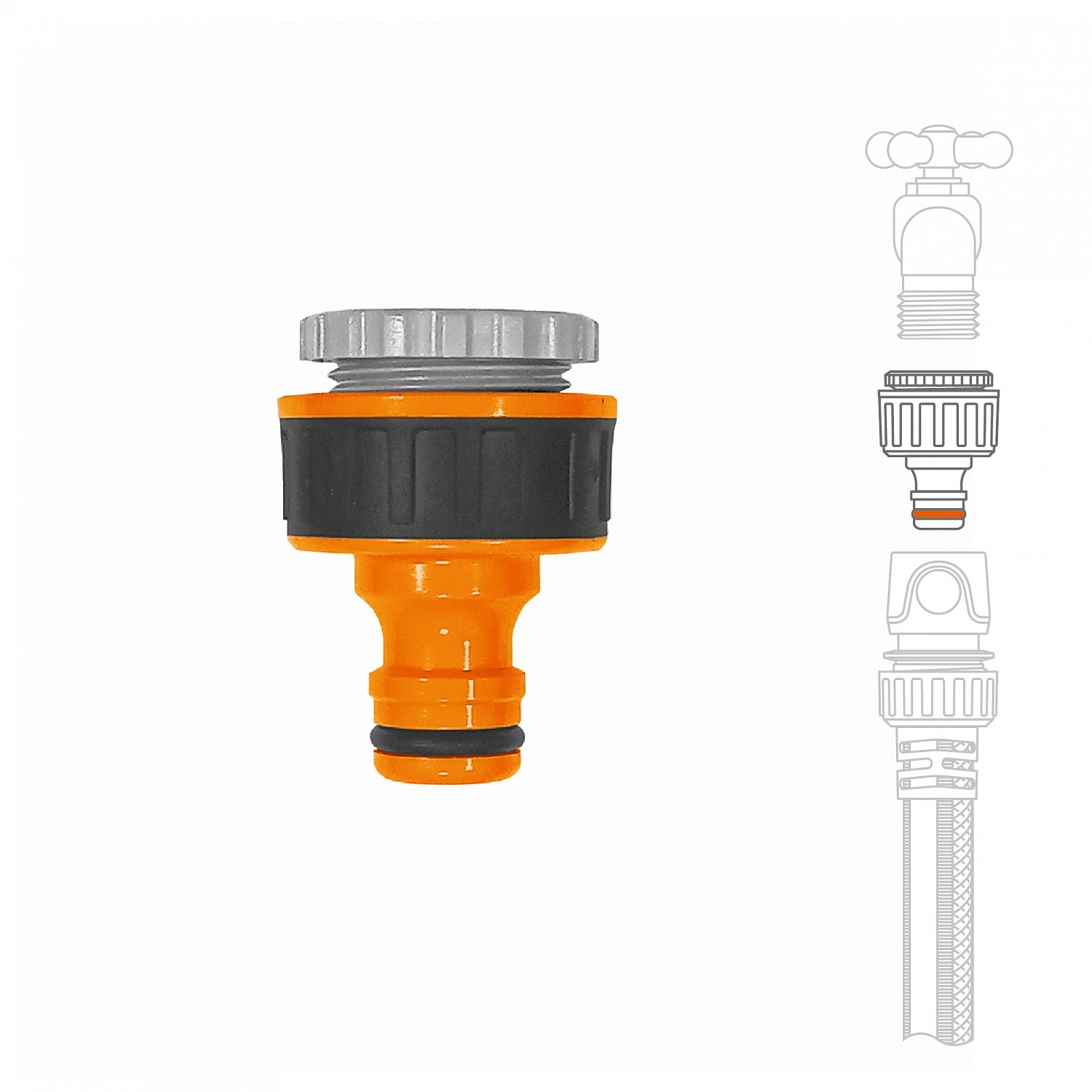 Адаптер для кранов с внешней резьбой G1/2 "и 3/4" (21-26.5mm)