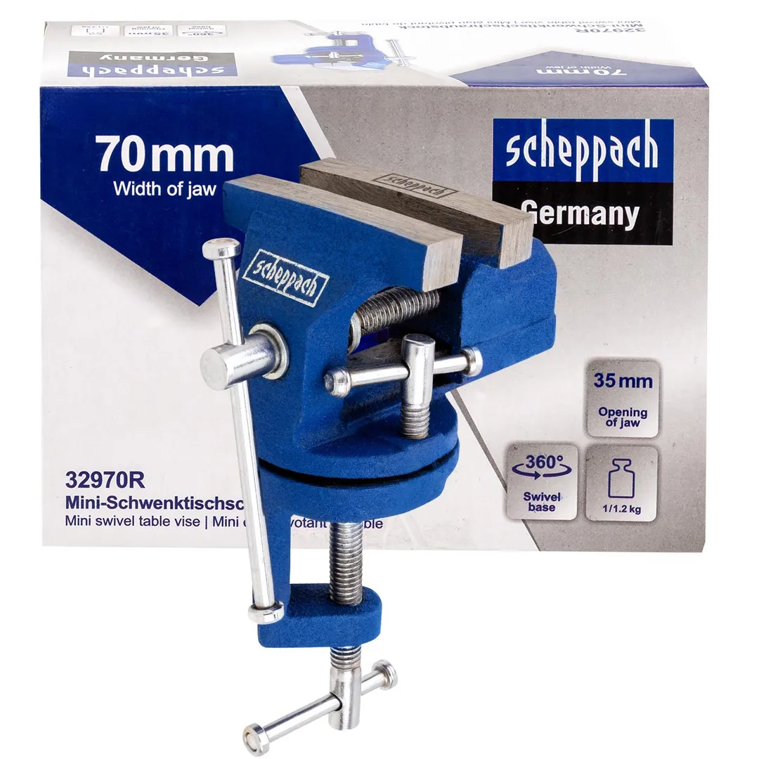 Тиски слесарные поворотные мини (ширина губ - 70мм)  Scheppach Sch-32970R