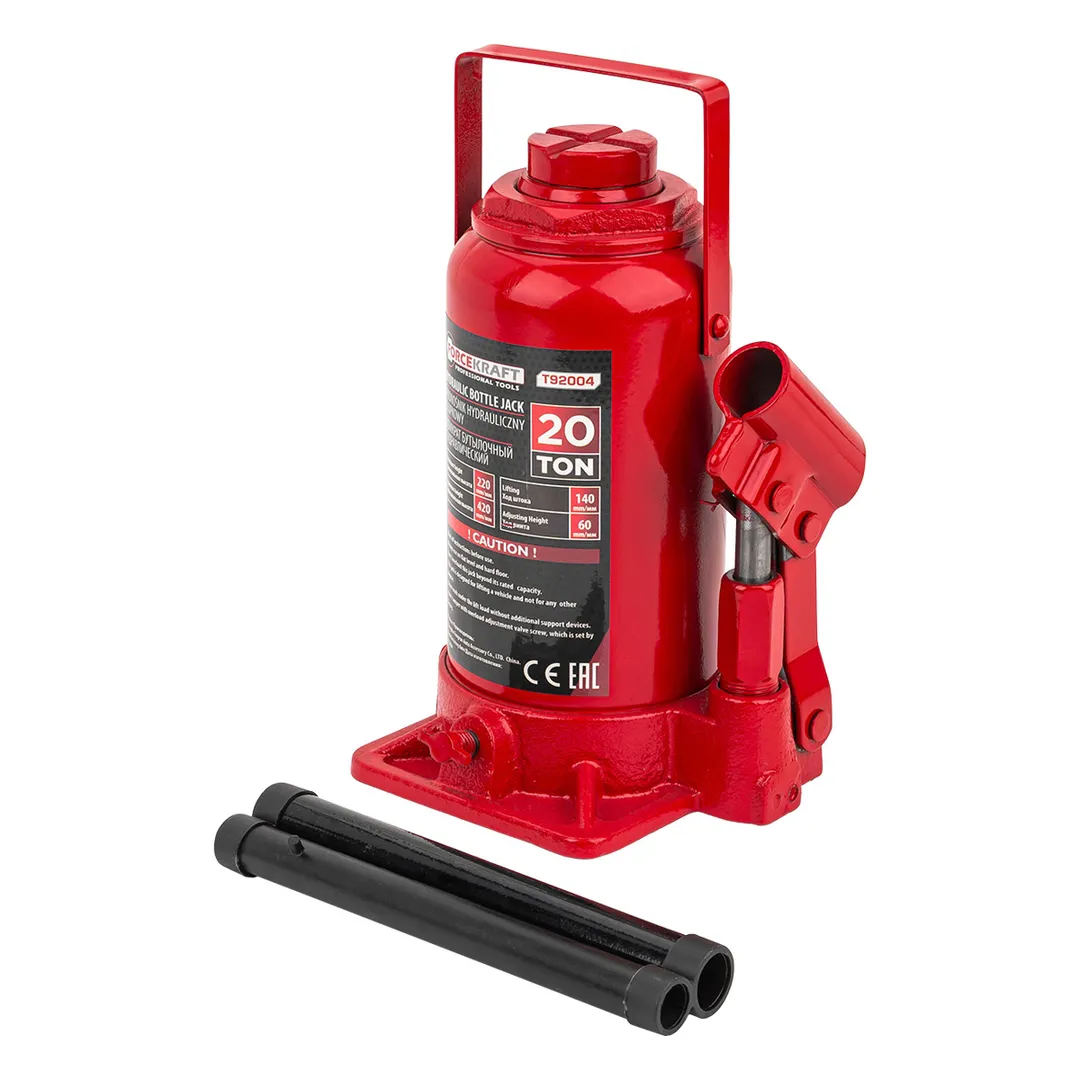 Домкрат бутылочный 20т с клапаном (h min 235мм, h max 440мм)  FORCEKRAFT FK-T92004