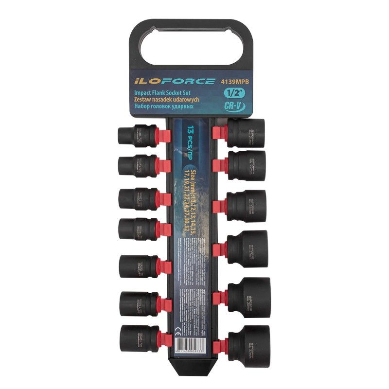 Головки ударные, набор 13пр., 1/2" (10-32мм) ILOforce IF-4139MPB