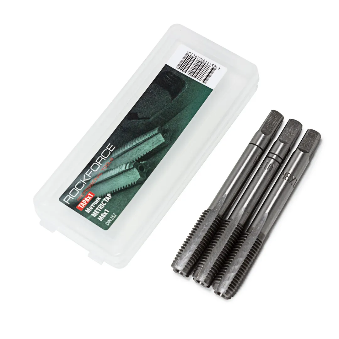 Метчик M8x1 (3шт), в пластиковом футляре  Rock FORCE RF-TAP8x1