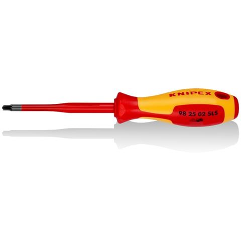Отвёртка PlusMinus Pozidriv PZ/S 2 Slim VDE 1000V, длина стержня 100 мм, L-212 мм  KNIPEX 982502SLS